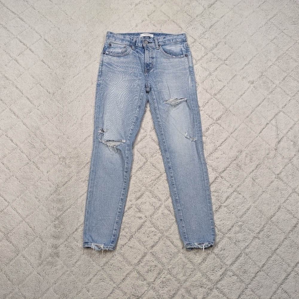 Moussy Jeans Women's 25 Blue Light Vintage Qualls Skinny Distressed Cotton 26”
